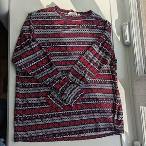 La Vie En Rose Red and Navy Knit Top